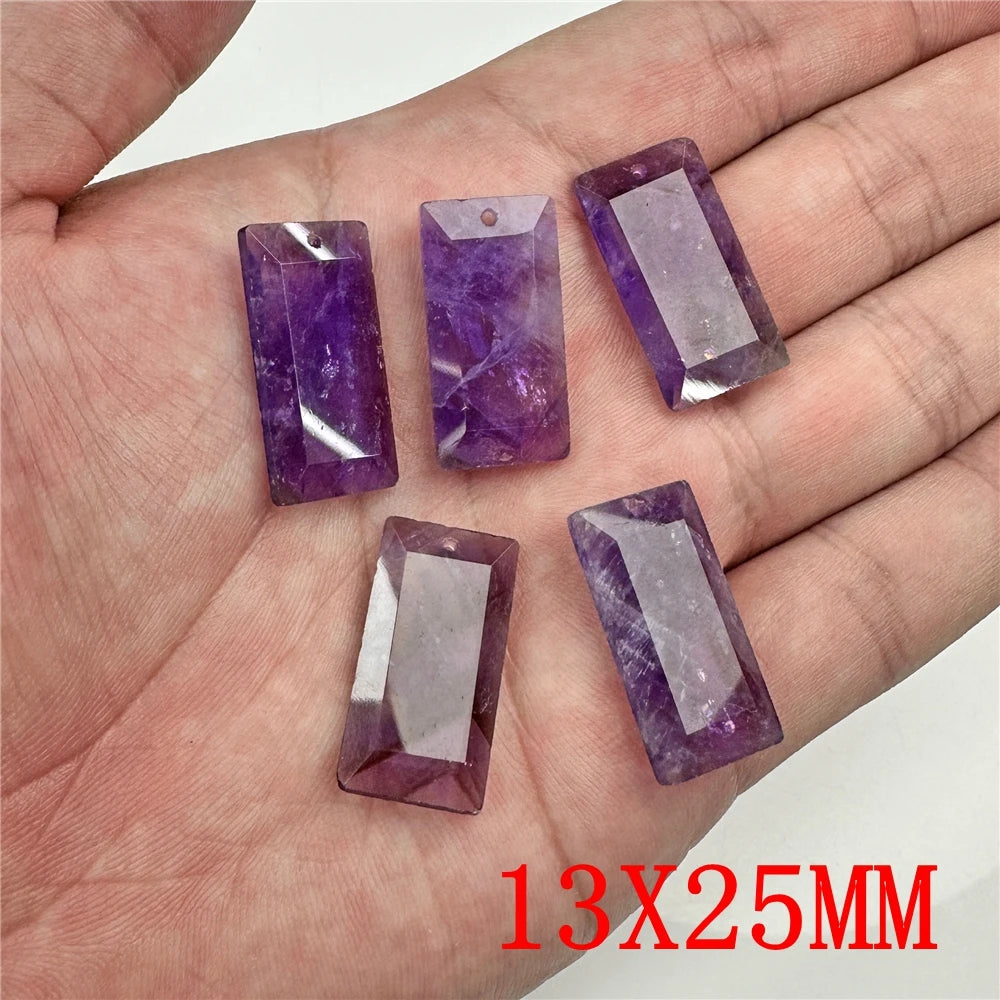 Natural Gems Stone Quartz Pendant Rectangle Slice Pendant For Women Men Jewelry Making Handmade Necklace Earring 13X25MM Bulk