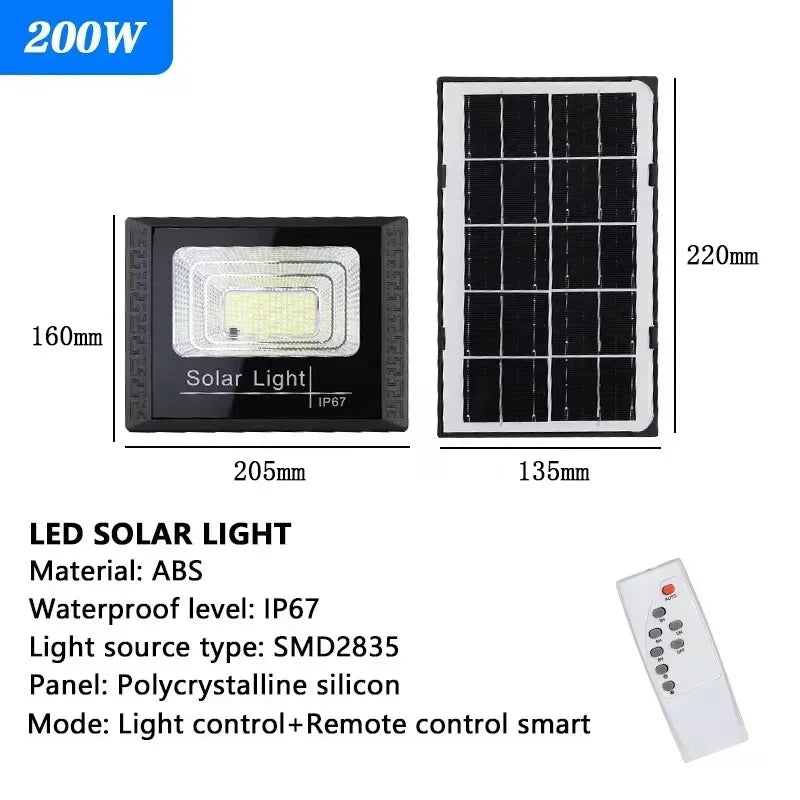 30/50/100/200/300/500W Solar Outdoor Lights High Brightness Waterproof Street Lamp Led Powered Sportlight with Remote Control