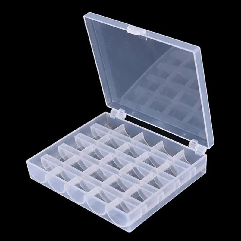 25Pcs Clear Sewing Machine Bobbins Spools Empty Bobbins Spools Plastic Storage Box For Household DIY Sewing Accessories Tools