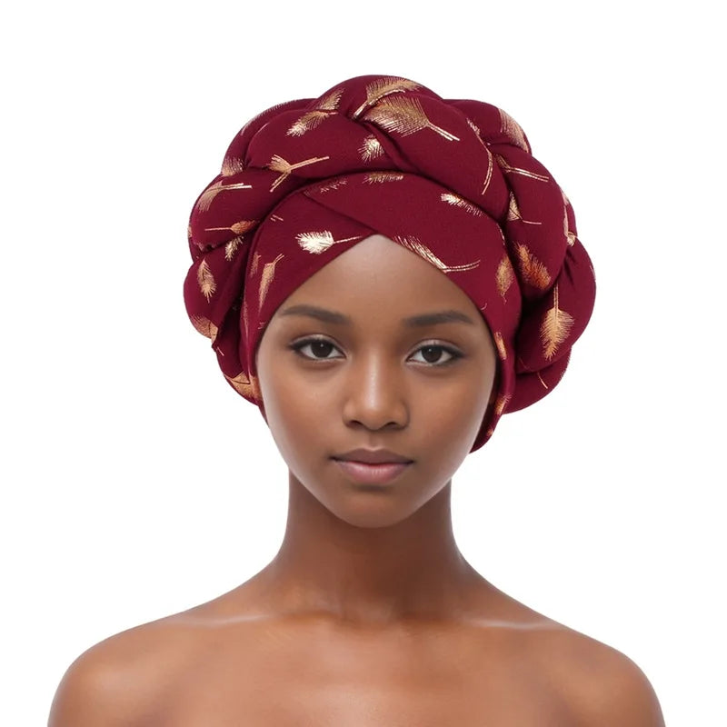 African Headtie Turban Fashion Summer Autumn African Solid Color Hats Women Head Wraps for Wedding Party Evening Outfits Hijab