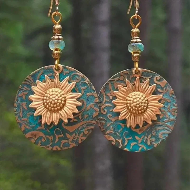 Boho Sunflower Earrings Creative Fashion Vintage Engagement Wedding Drop Drop Earrings Female Jewelry Gifts