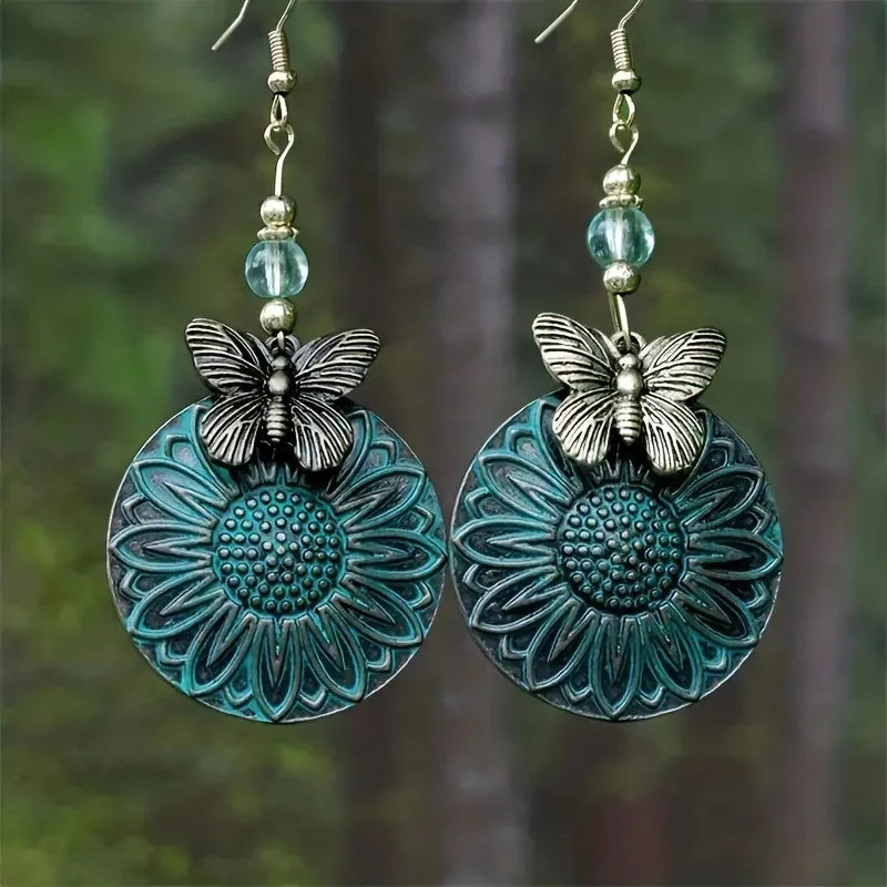 Boho Sunflower Earrings Creative Fashion Vintage Engagement Wedding Drop Drop Earrings Female Jewelry Gifts