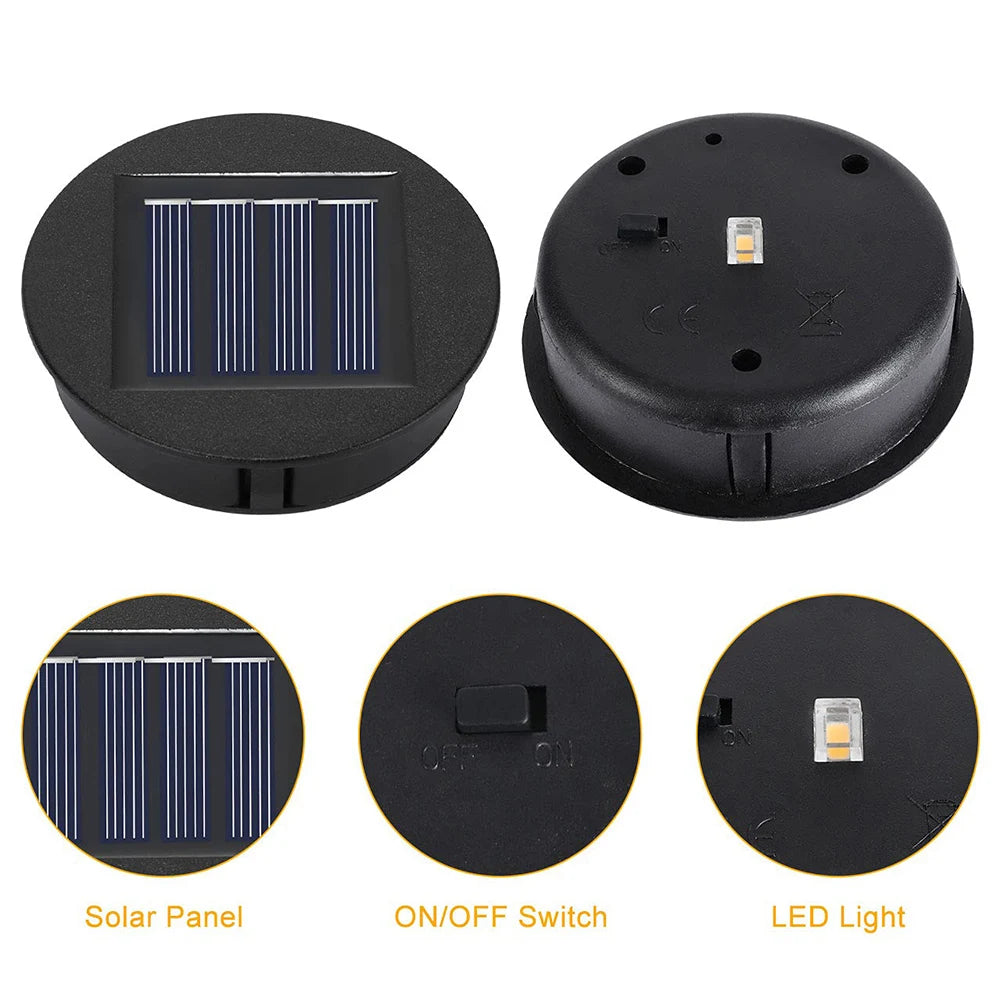 LED Solar Lights Replacement Tops Solar Panel Outdoor Hanging Lanterns Parts Waterproof Garden Pathway Lighting Accessories