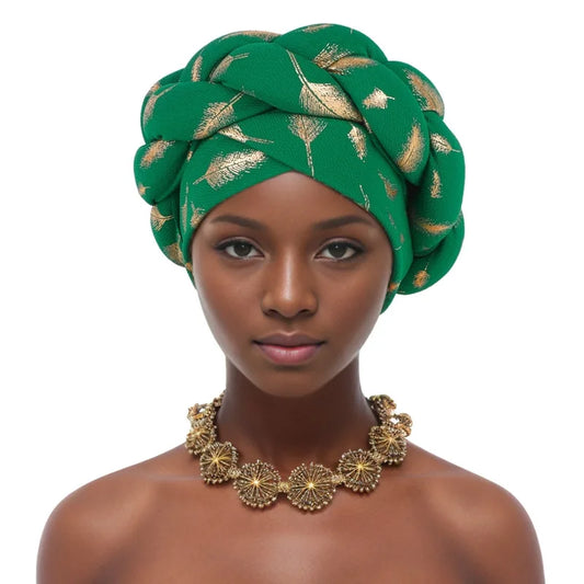 African Headtie Turban Fashion Summer Autumn African Solid Color Hats Women Head Wraps for Wedding Party Evening Outfits Hijab